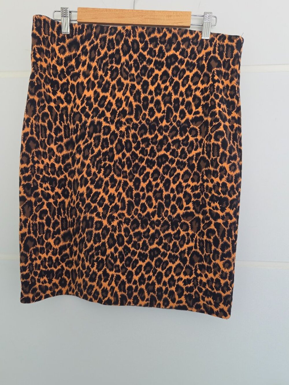 Premise Studio Leopard Print Pencil Skirt XL Orange Black Stretch